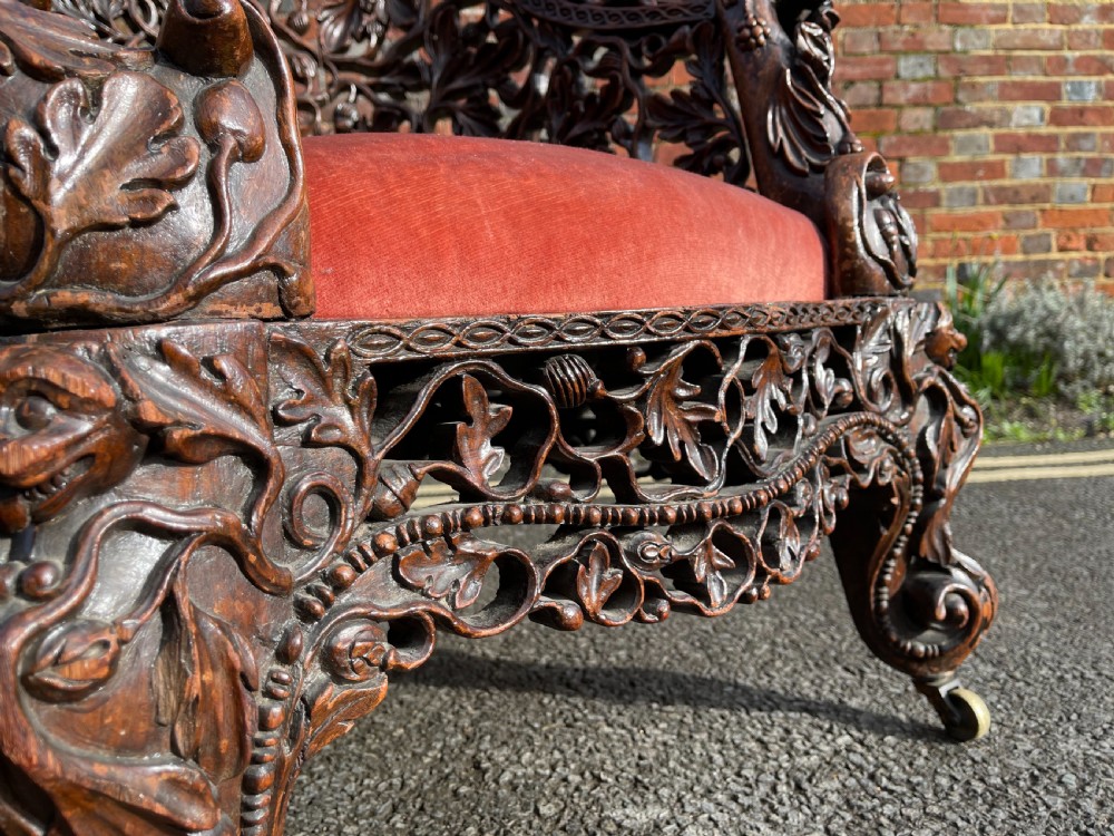 Anglo Indian carved Teak armchair  View VIII