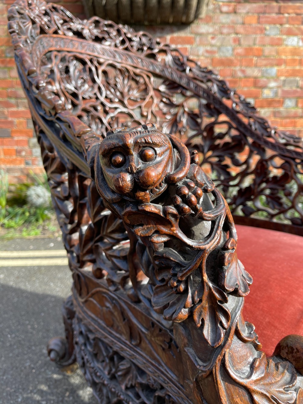 Anglo Indian carved Teak armchair  View IX