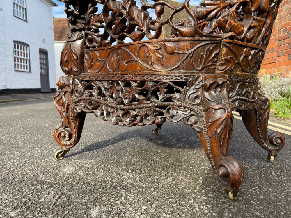 Anglo Indian carved Teak armchair  View XI