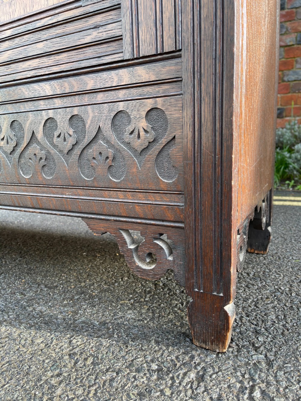 Inlaid oak hall wardrobe  View VII
