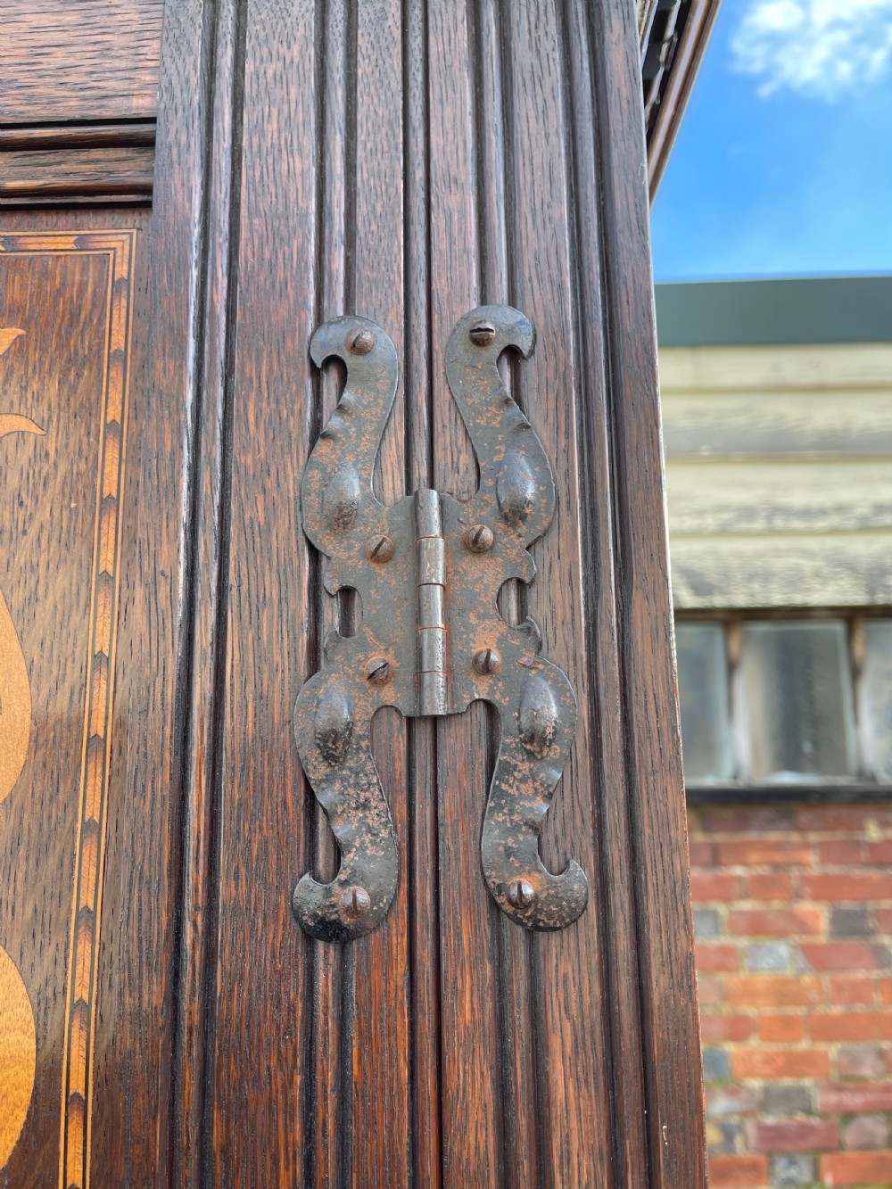 Inlaid oak hall wardrobe  View IX