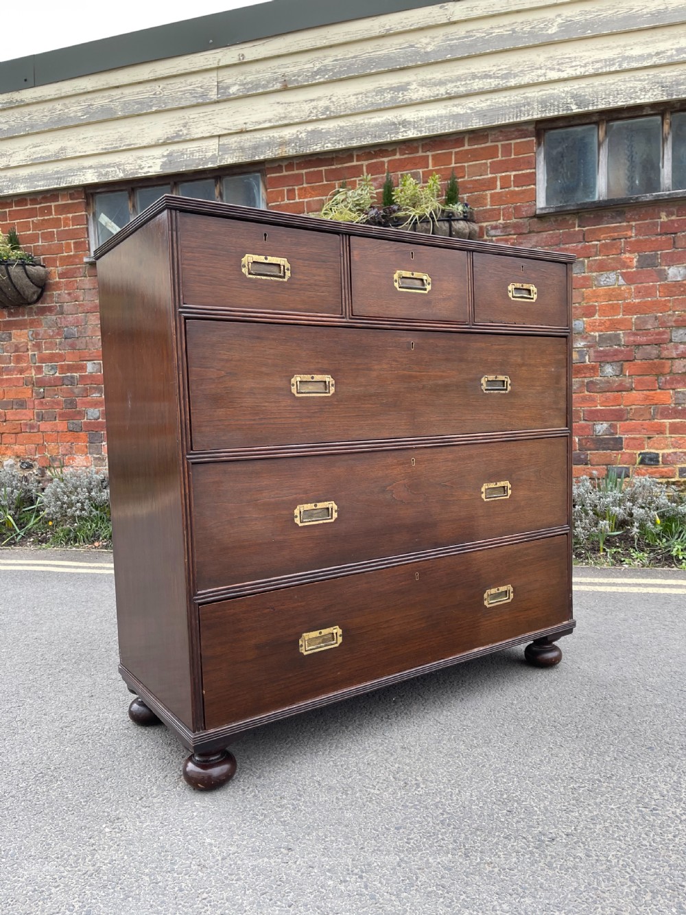 Nineteenth century Anglo Indian Teak campaign chest