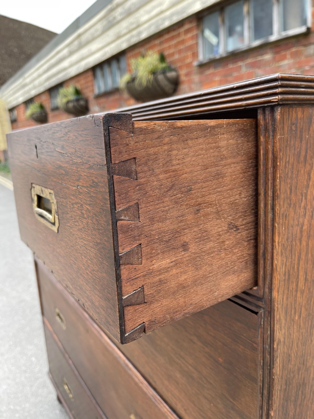 Nineteenth century Anglo Indian Teak campaign chest View III