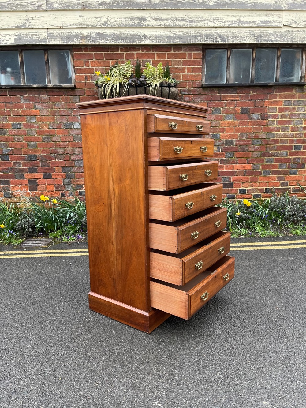 Victorian walnut Wellington chest View IV