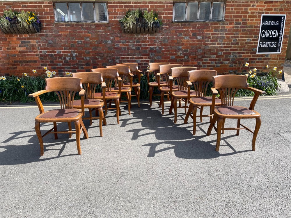 Set of eleven oak armchairs 