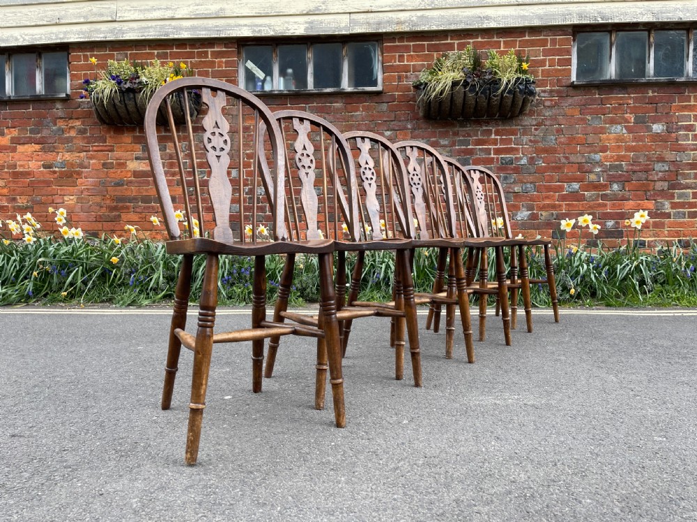 Set of six wheelback chairs 