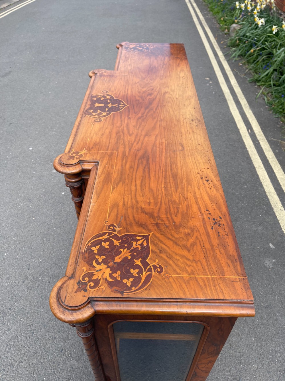 Early Victorian inlaid Walnut side cabinet  View II