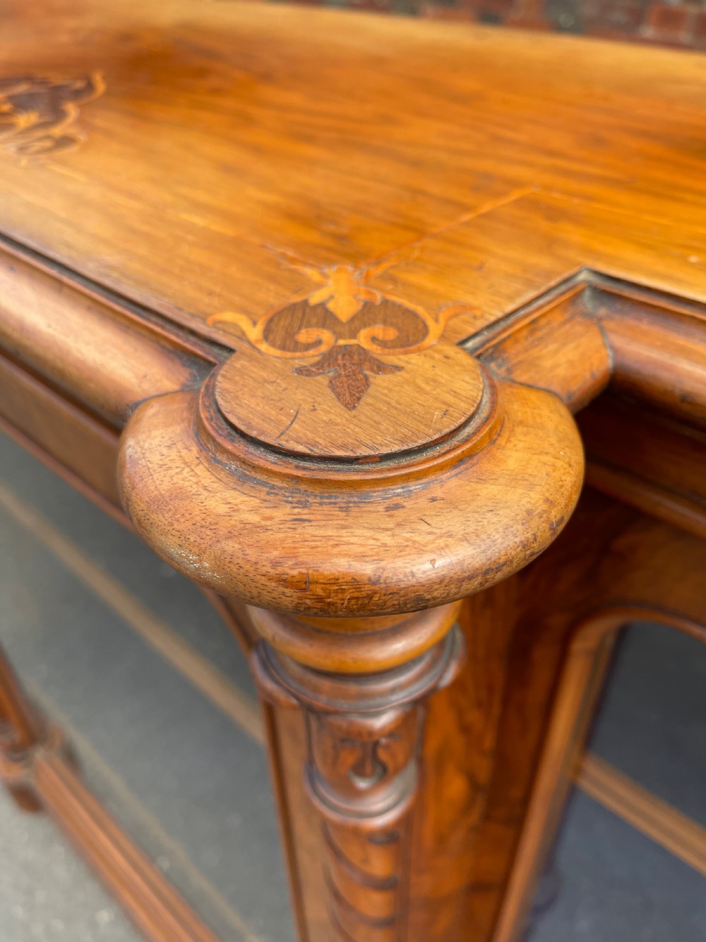 Early Victorian inlaid Walnut side cabinet  View V