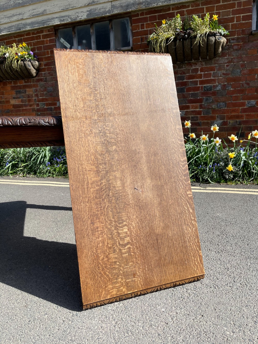Victorian oak extending dining table  View IV
