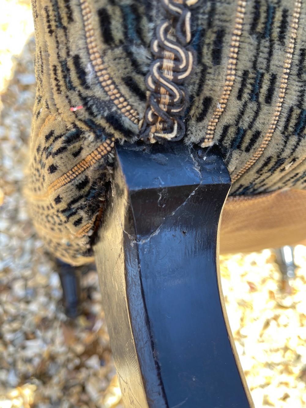 Victorian ebonised slipper chair  View IV