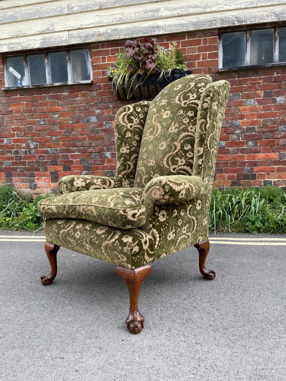 Walnut wing armchair 