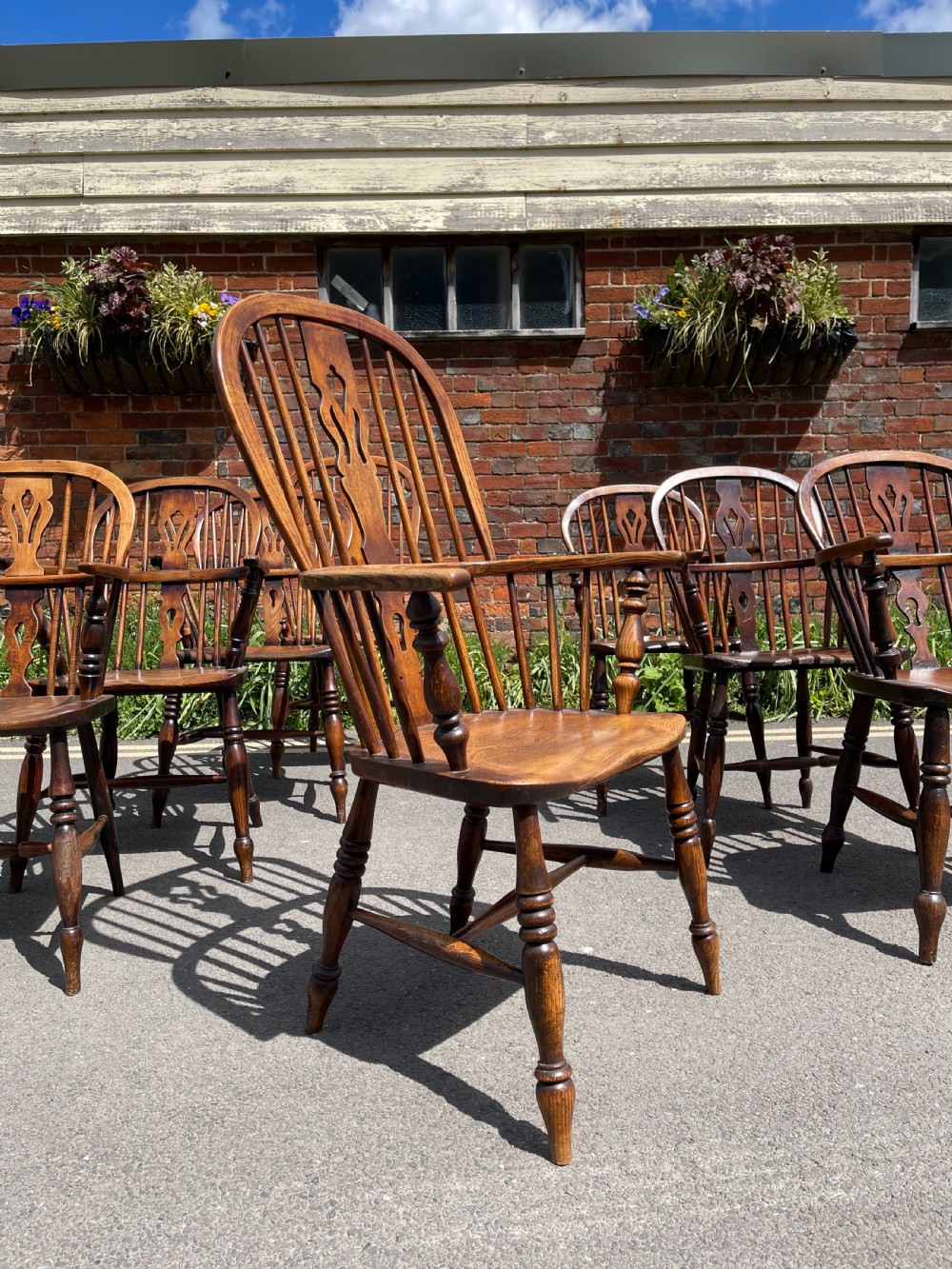 Assembled set of eight Windsor armchairs  View III