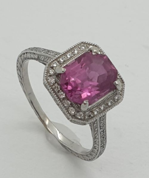 Pink Sapphire Diamond Cluster
