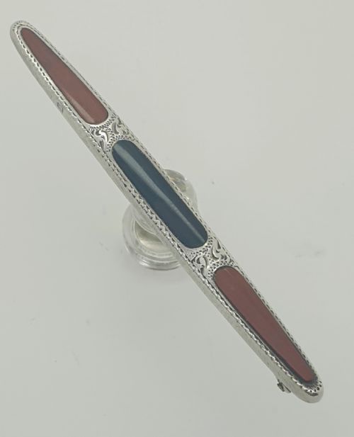 Birmingham 1911 Silver Agate Pin Brooch