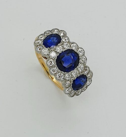 18ct Sapphire and Diamond Trilogy Cluster