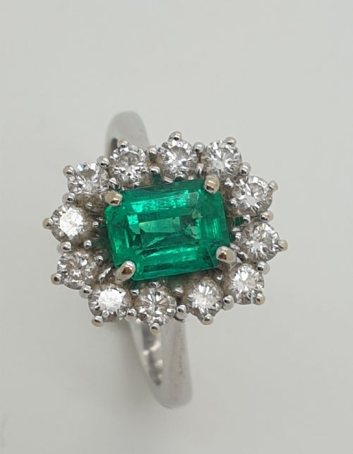 Italian Emerald Diamond Cluster