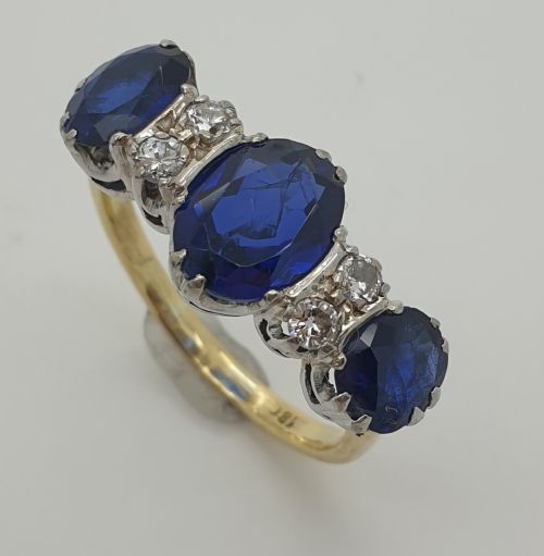 Sapphire and Diamond Rubover Ring