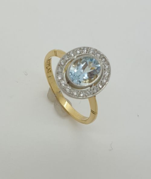 Aquamarine Diamond Halo Cluster