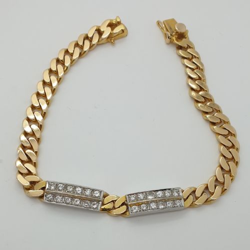 18ct Yg Curb Link Diamond Bracelet