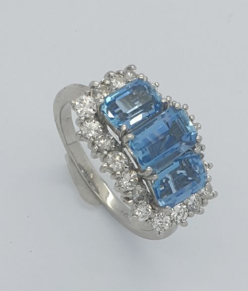 Aquamarine Diamond Trilogy Cluster