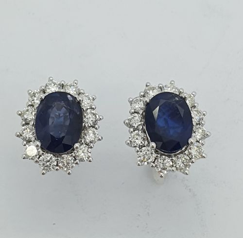 Sapphire and Diamond Cluster Earrings