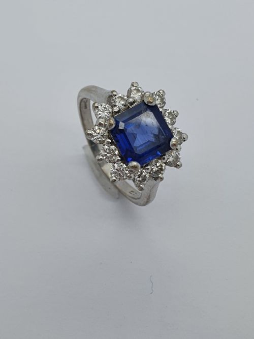 Princess Cut Sapphire Diamond Dress Ring