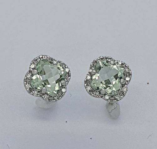 14ct Wg Pale Aqua Diamond Earrings