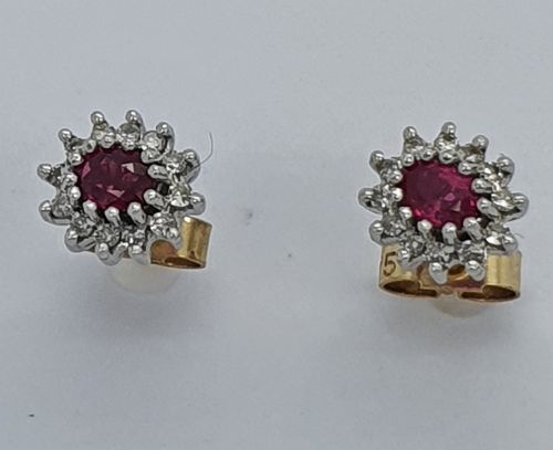 9ct Ruby Diamond Earrings