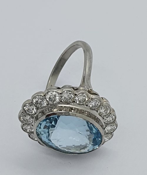 fig 1. Platinum Aquamarine Diamond Cocktail Ring 