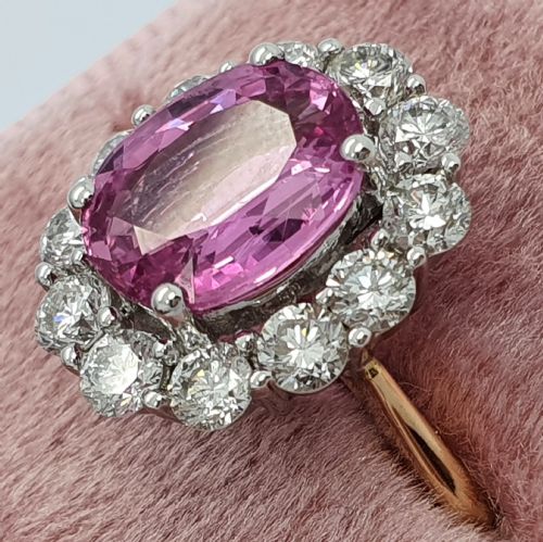 fig 1. Pink Sapphire and Diamond Cluster