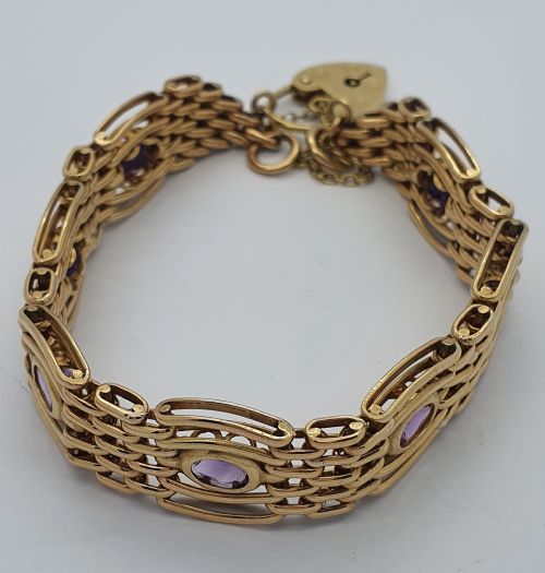 9ct Amethyst Gate Bracelet