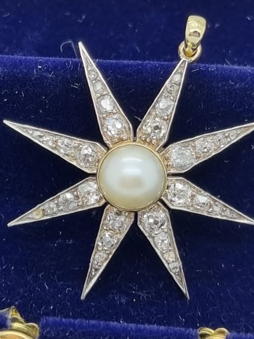 9ct Victorian Pearl Diamond Star