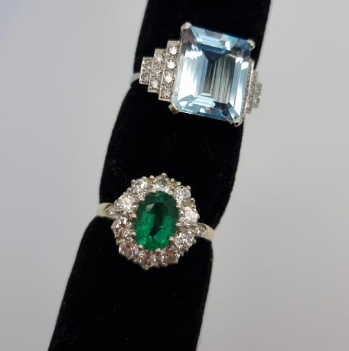 fig 1. YG Oval Emerald and Diamond Cluster