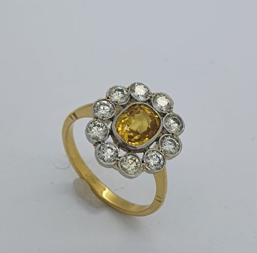Yellow Sapphire Diamond Cluster