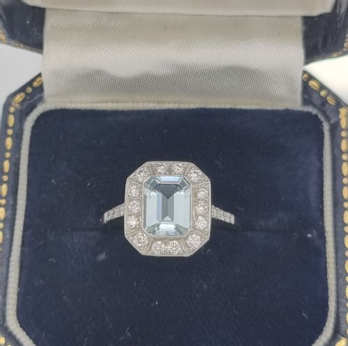 fig 1. Platinum Aquamarine Diamond Ring