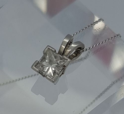 French Cut Solitaire Diamond Pendant