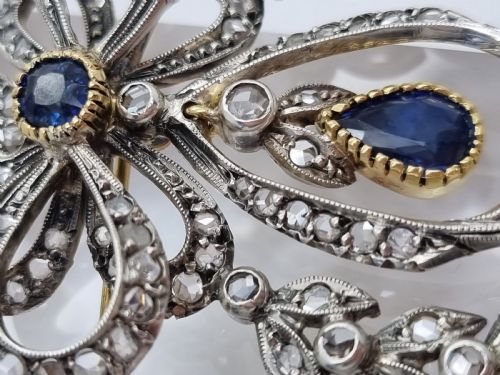 EDWARDIAN SAPPHIRE DIAMOND PENDANTBROOCH - ADDITIONAL PHOTO 3