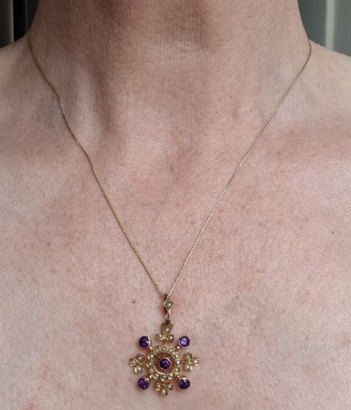 VICTORIAN AMETHYST PEARL PENDANT - ADDITIONAL PHOTO 4