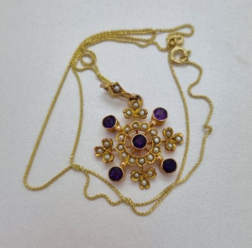 VICTORIAN AMETHYST PEARL PENDANT - ADDITIONAL PHOTO 5