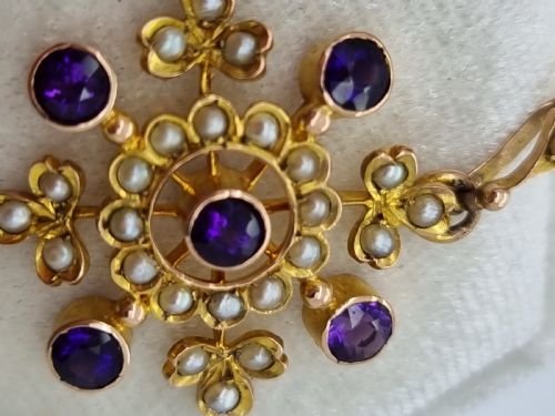 VICTORIAN AMETHYST PEARL PENDANT - ADDITIONAL PHOTO 2