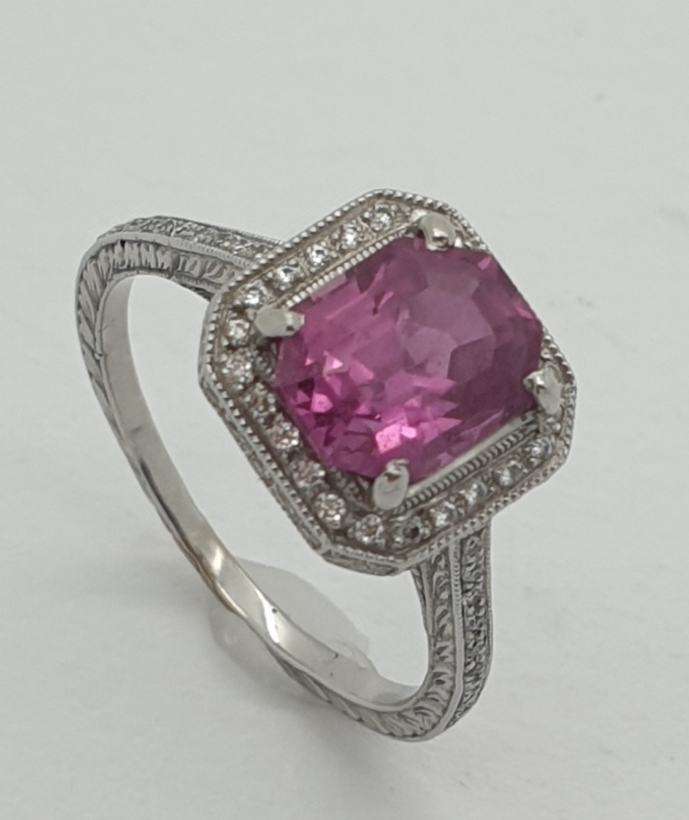 Pink Sapphire Diamond Cluster