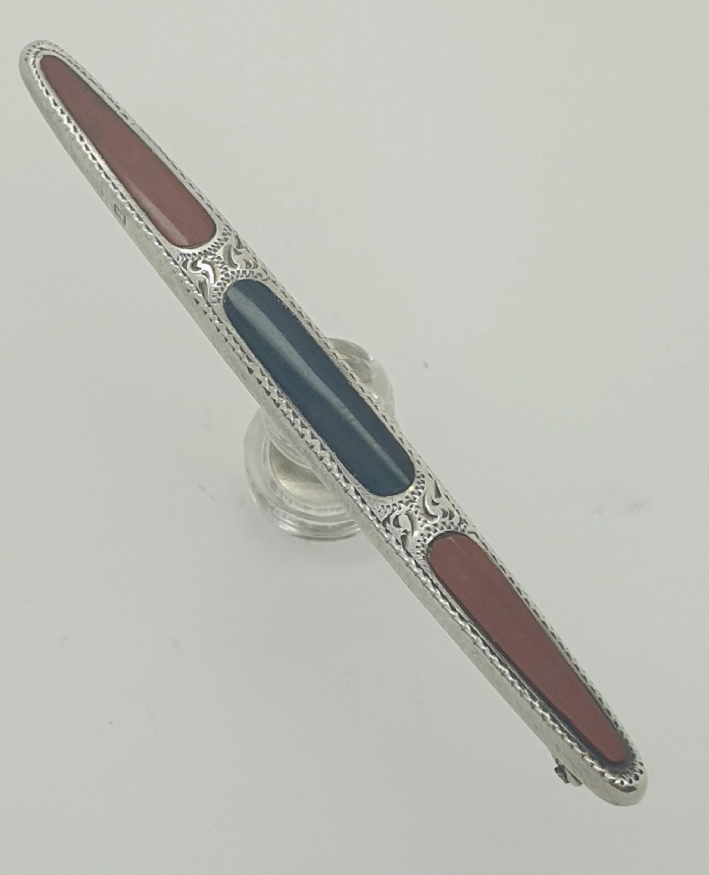 Birmingham 1911 Silver Agate Pin Brooch