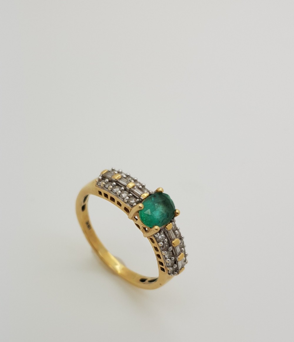 18ct Emerald and Diamond Ring