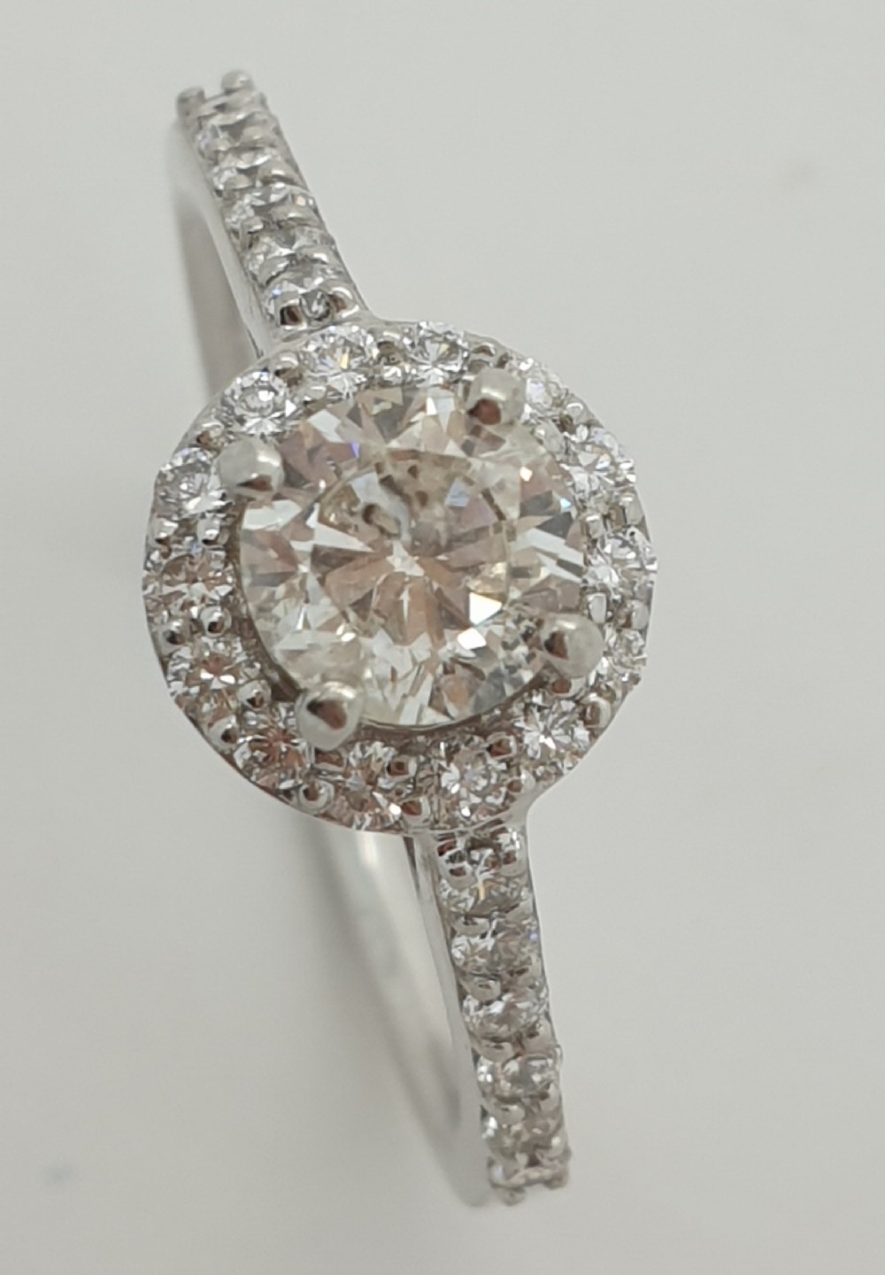 18ct WG Diamond Solitaire Halo Ring