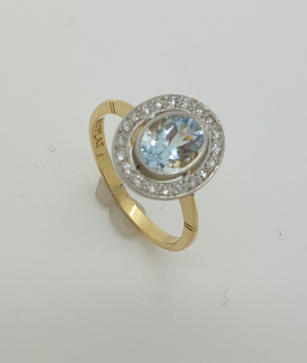 Aquamarine Diamond Halo Cluster