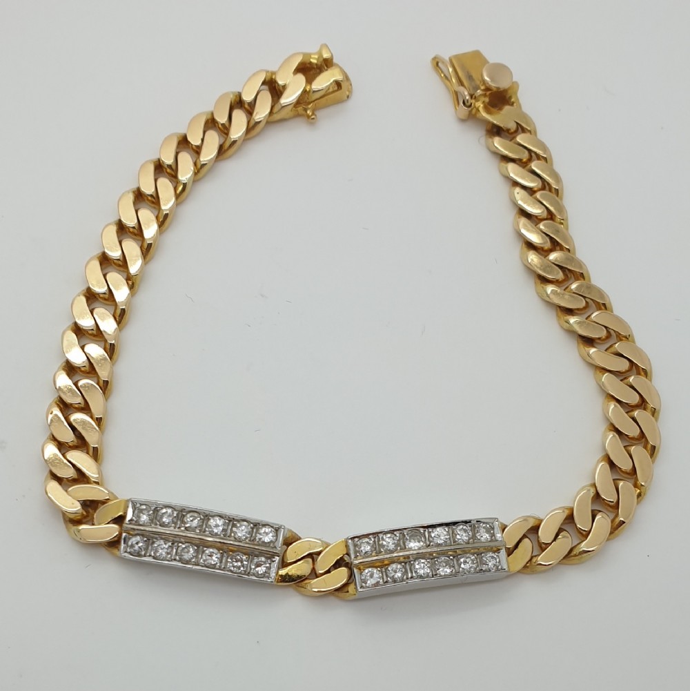 18ct YG Curb Link Diamond Bracelet