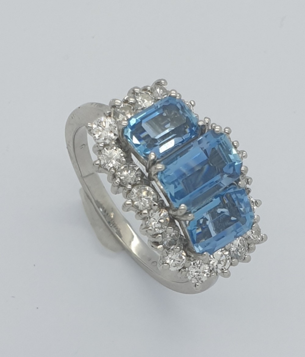 Aquamarine Diamond Trilogy Cluster