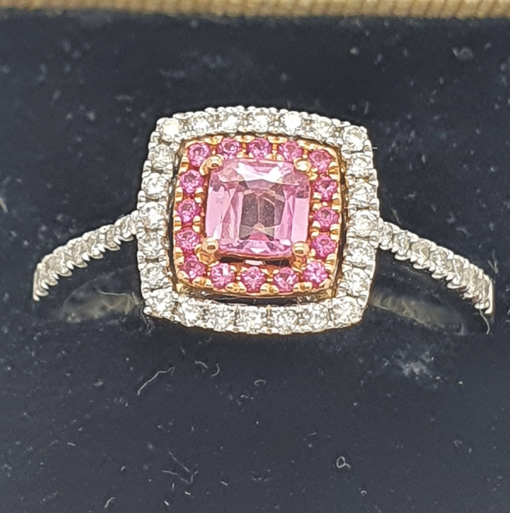Square Pink Sapphire and Diamond Ring View IV