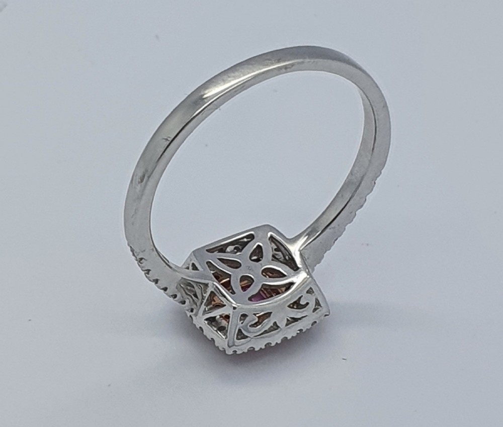 Square Pink Sapphire and Diamond Ring View VI