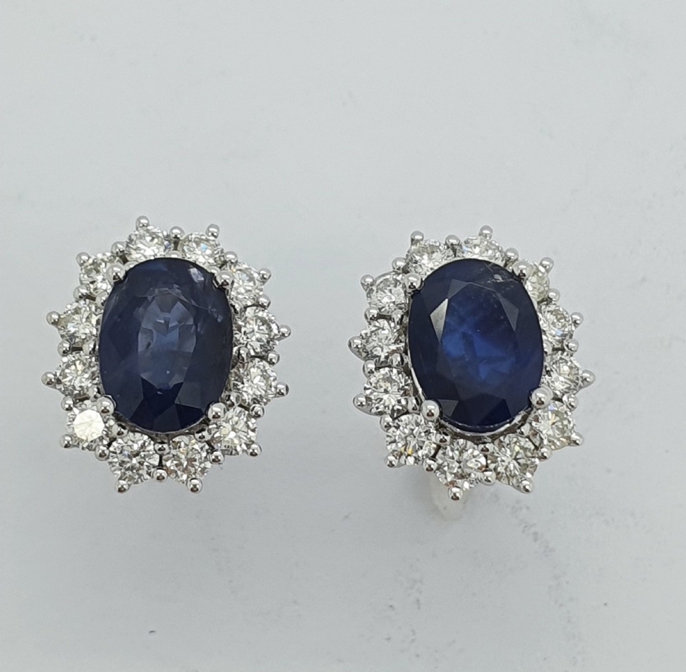 Sapphire and Diamond Cluster Earrings